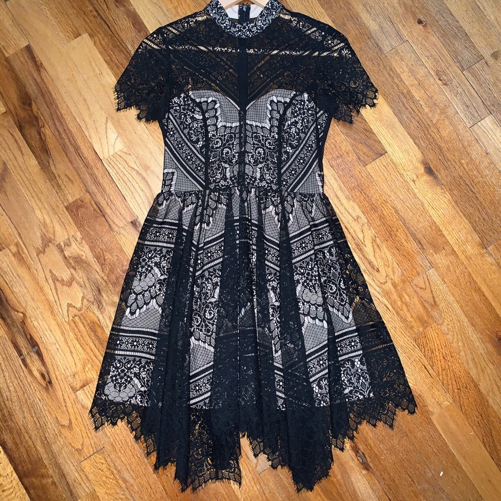 SALE!!! Ryse Katie Black and Nude Lace Short Dress